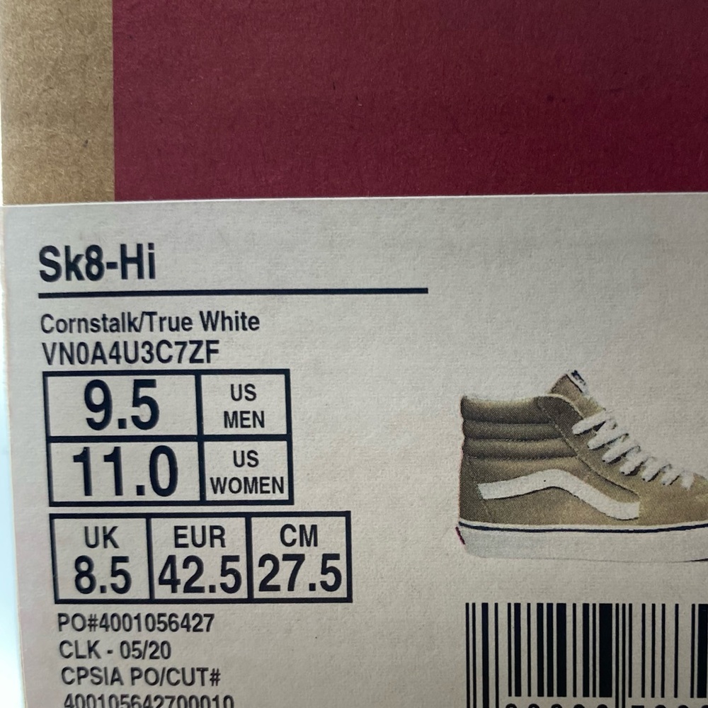 Vans SK8 -Hi CornstalkTrue White Shoe Mens US 9.5 - Picture 6 of 6